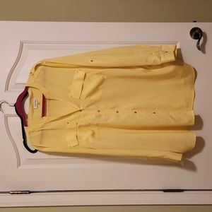 3X Calvin Klein blouse butter yellow stretchy button down